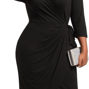 Plus Size Faux Wrap Bodycon Dress Womens Cocktail Party Wedding